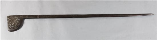 A Maori carved hardwood tewhatewha club, New Zealand, 59in.